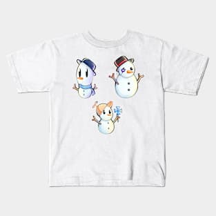 3 Snowmen Kids T-Shirt